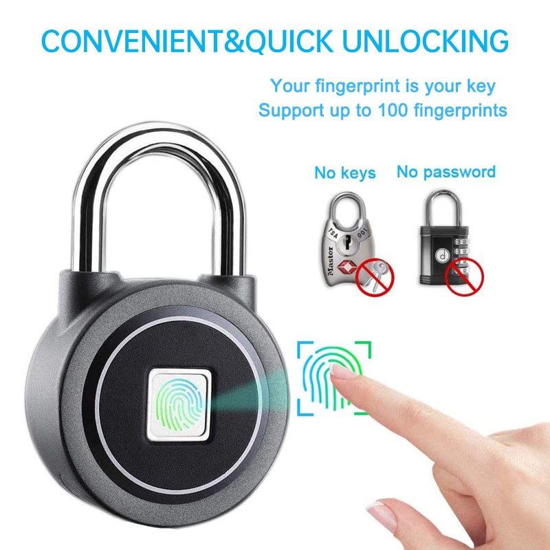MEGAFEIS Fingerprint Padlock, Bluetooth Lock, Mobile APP, MEGAFEIS Smart Padlock with Keyless Biometric, Water Resistant, Suitable for Gym, Sports, Bike, School, Locker and Storage(Grey) - Image 3